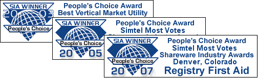 Registry First Aid won the People's Choice Awards at the Shareware Industry Awards in 2003 and 2005
